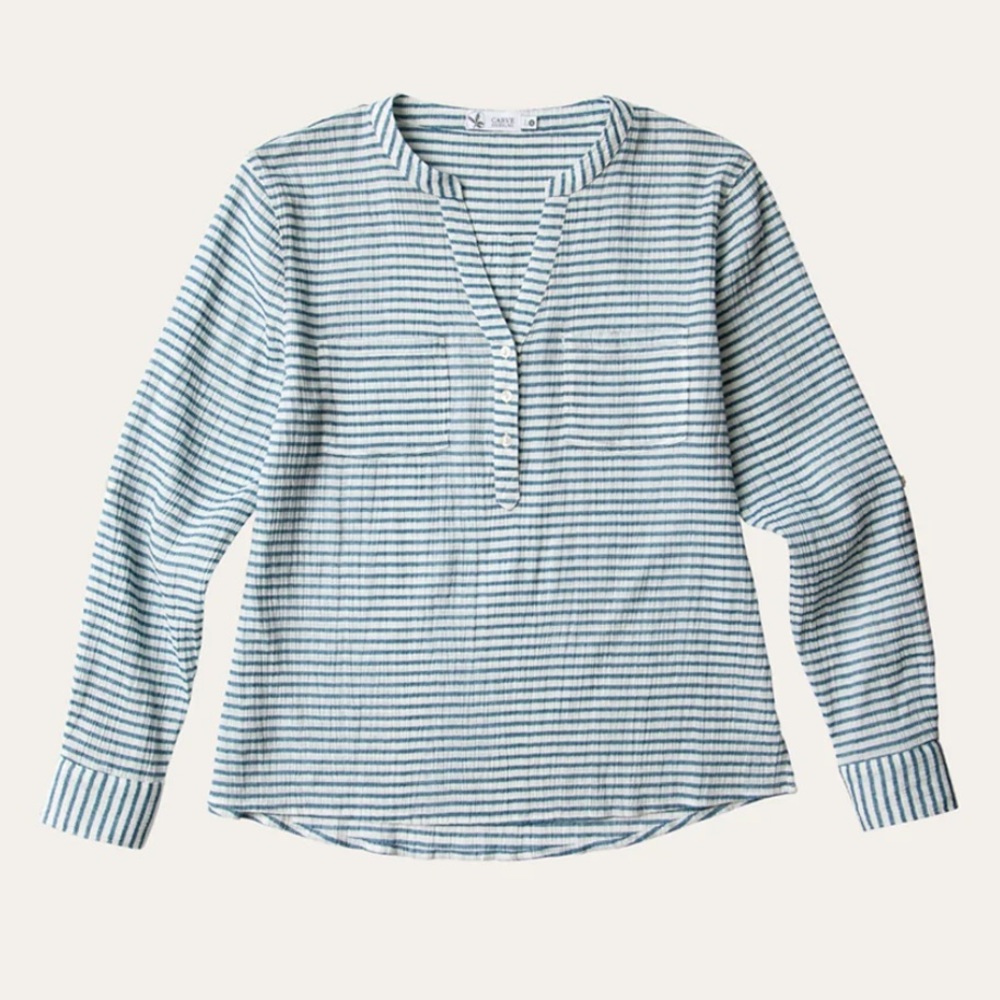 Carve Designs Dylan Gauze Shirt - Horizontal Stripe